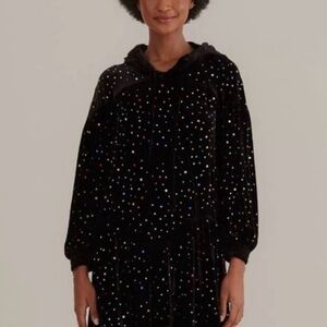 FARM Rio Black Velvet Mini Dress with Colorful Crystals size S